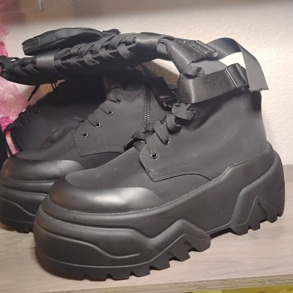 Poster Girl Dolls Kill Mad hustle Knee High combat boots womens size 11 - Picture 5 of 11